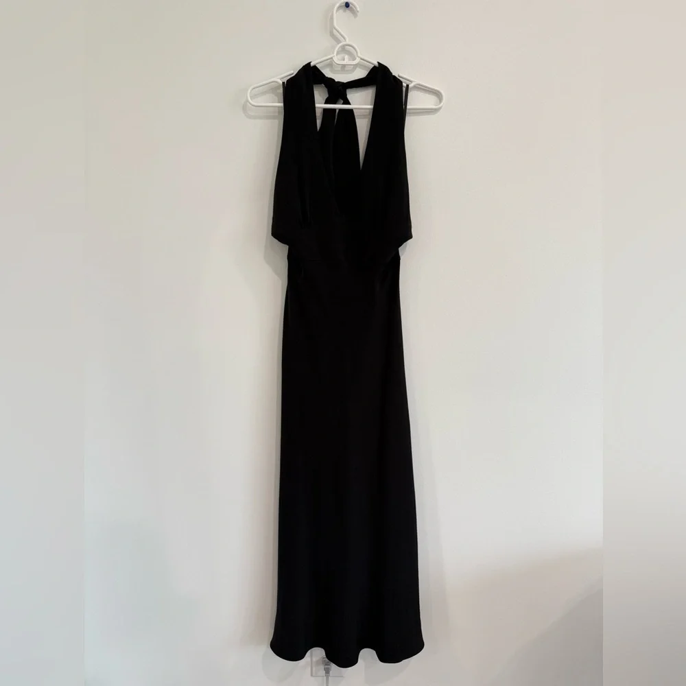 J. Crew Black Halter 100% silk Backless Dress - Picture 3 of 8